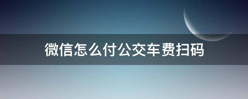 微信怎么付公交车费扫码（坐公交微信怎么用手机扫码付费）