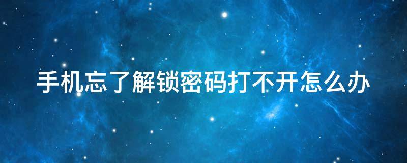 手机忘了解锁密码打不开怎么办（手机忘了解锁密码打不开怎么办视频）