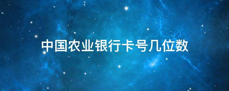 中国农业银行卡号几位数 中国农业银行卡号是几位数