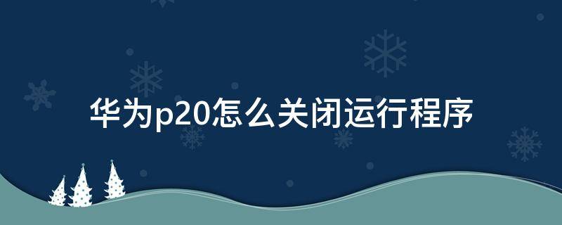 华为p20怎么关闭运行程序 华为p20怎么关闭运行程序步骤