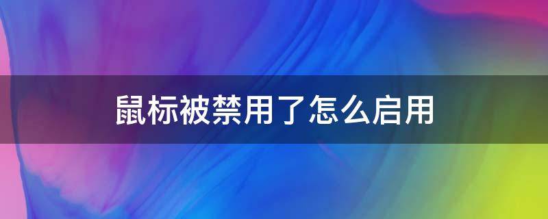 鼠标被禁用了怎么启用（鼠标被禁用了怎么开启）