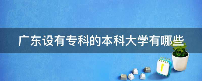 广东设有专科的本科大学有哪些 广东设有专科专业的本科院校