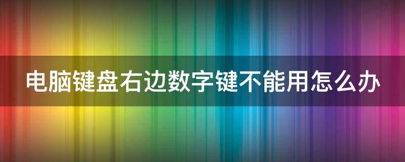 电脑键盘右边数字键不能用怎么办 电脑键盘右边数字键不能用怎么办视频