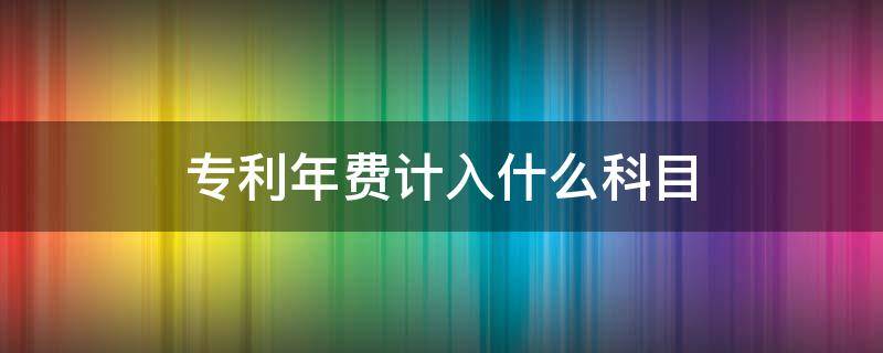 专利年费计入什么科目 专利费年费应计入哪个科目