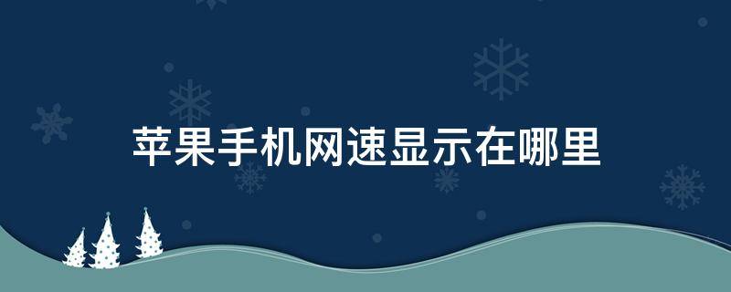 苹果手机网速显示在哪里 苹果手机网速显示在哪里打开