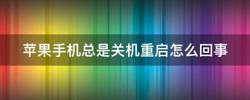 苹果手机总是关机重启怎么回事 苹果手机总是关机重启怎么回事也连不上wifi