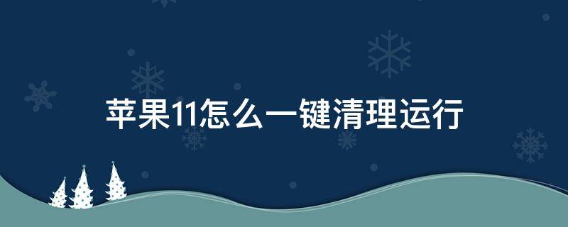 苹果11怎么一键清理运行 苹果11怎么快速清理