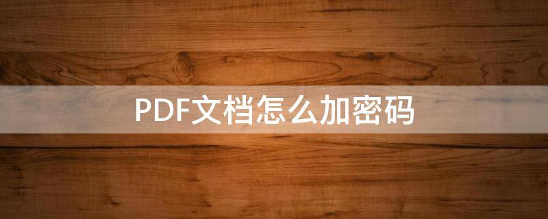 PDF文档怎么加密码（pdf加密文件怎么输入密码）