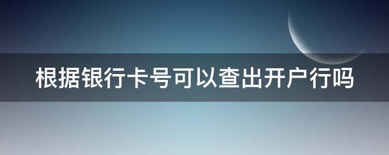 根据银行卡号可以查出开户行吗（根据银行卡号可以查出开户行吗）