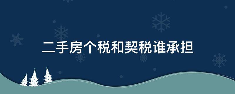 二手房个税和契税谁承担（买二手房契税和个税都由买方承担吗）