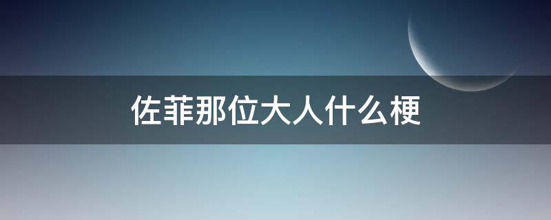 佐菲那位大人什么梗（佐菲被称为那个大人什么梗）