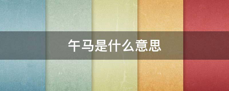 午马是什么意思（未羊午马是什么意思）