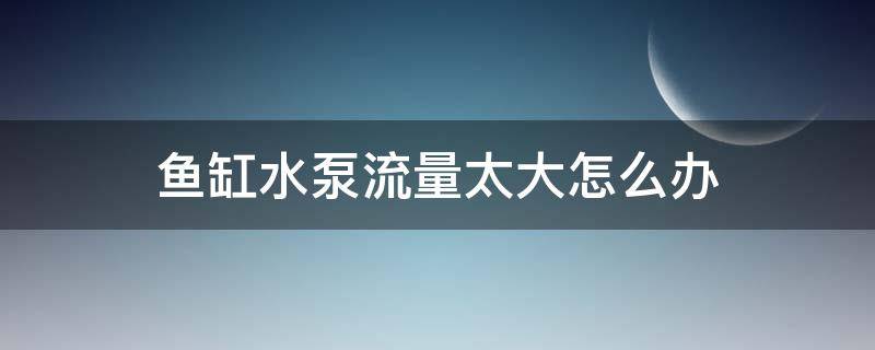 鱼缸水泵流量太大怎么办（鱼缸水泵流量过大怎么办）