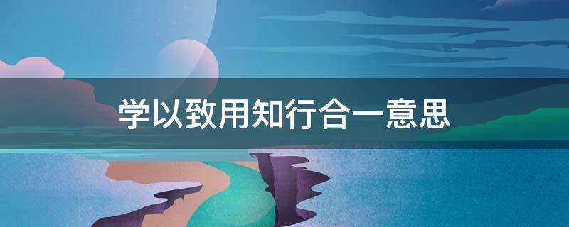 学以致用知行合一意思（学已致用,知行合一）