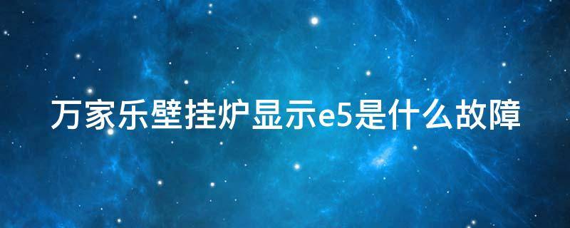 万家乐壁挂炉显示e5是什么故障（万家乐壁挂炉显示e5是什么故障原因）