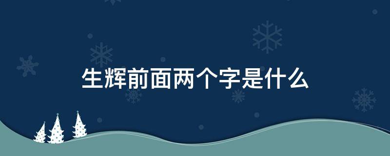 生辉前面两个字是什么 字字生辉什么意思