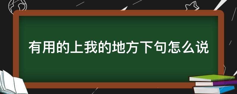 有用的上我的地方下句怎么说（有用得上我的地方）