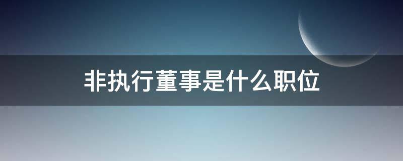 非执行董事是什么职位 非执行董事是干什么的