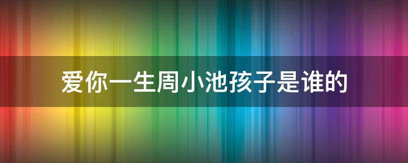 爱你一生周小池孩子是谁的（爱你一生周小池结局是什么）