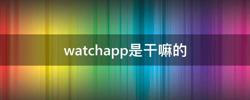 watchapp是干嘛的 watch手机软件是干什么用的