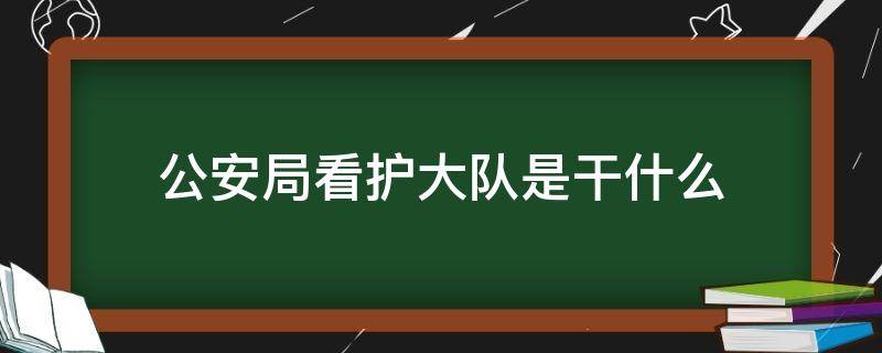 公安局看护大队是干什么 市公安局看护管理大队什么意思?