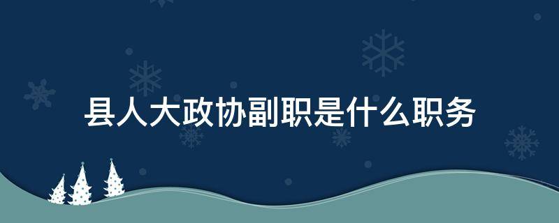 县人大政协副职是什么职务（县级人大政协副职）