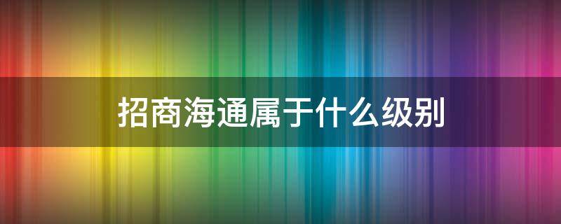 招商海通属于什么级别 招商海通公司管理层