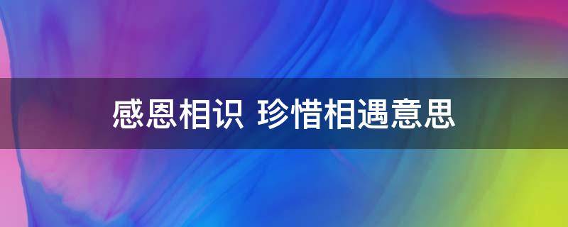 感恩相识 感恩相识 珍惜相遇语句