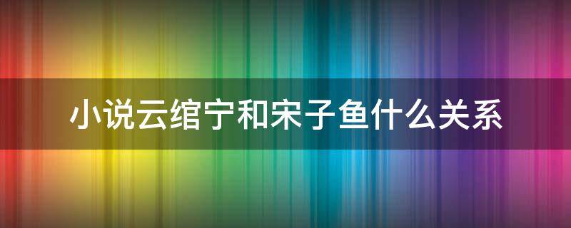 小说云绾宁和宋子鱼什么关系 云绾宁墨晔里的宋子鱼结局