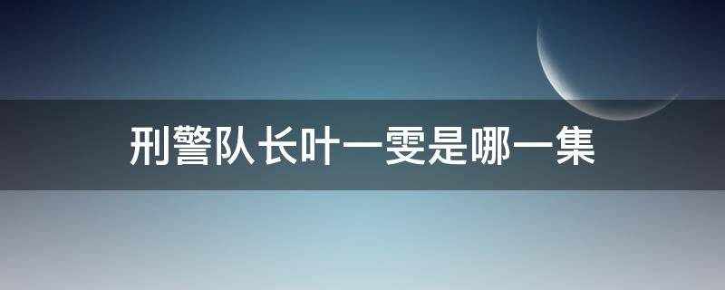 刑警队长叶一雯是哪一集 刑警队长第一集