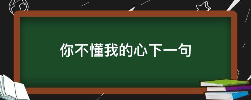 你不懂我的心下一句 其实你不懂我的心下一句