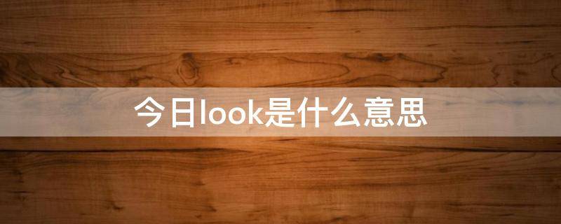 今日look是什么意思 今日look是啥