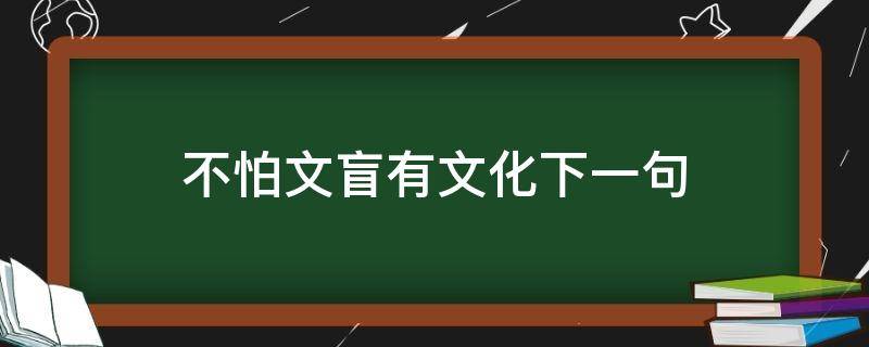 不怕文盲有文化下一句 不怕文盲没文化