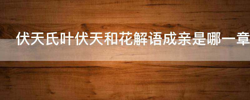 伏天氏叶伏天和花解语成亲是哪一章 伏天氏叶伏天和花解语第一次