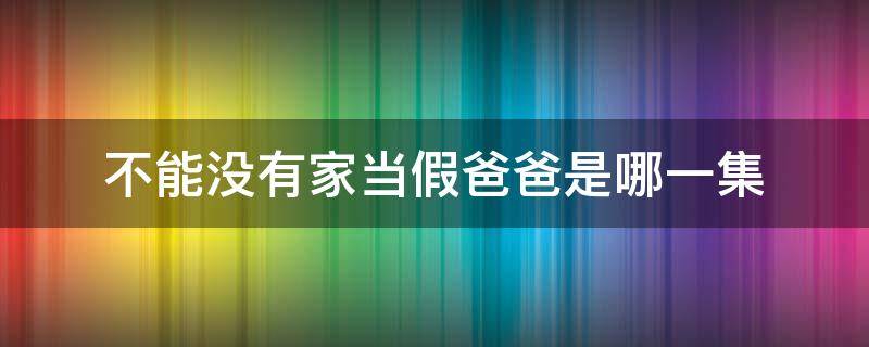 不能没有家当假爸爸是哪一集 不能没有家给孩子当爸爸是第几集