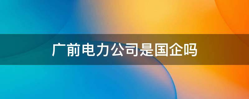 广前电力公司是国企吗 广东电网有限公司是国企吗