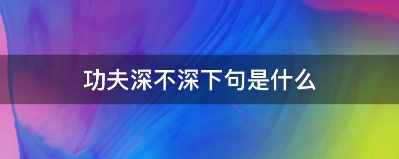 功夫深不深下句是什么 只要功夫深的深是什么意思