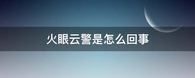 火眼云警是怎么回事 火眼云警是干嘛的