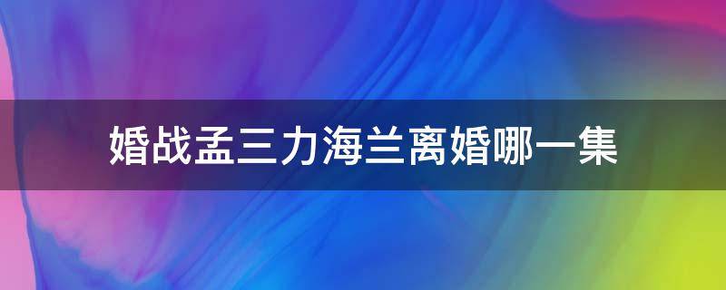 婚战孟三力海兰离婚哪一集 婚战电视剧孟三力结局