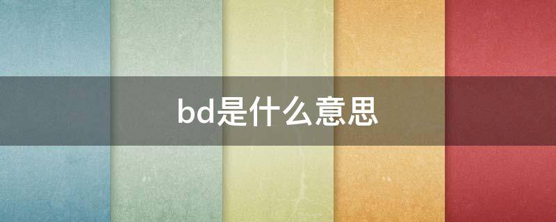 bd是什么意思 bd是什么意思网络用语