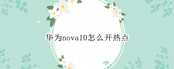 华为nova10怎么开热点 华为novayouth热点怎么开