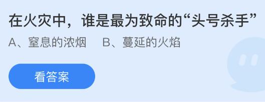 蚂蚁庄园11月9日答案最新：在火灾中谁是最为致命的头号杀手？野外烧烤完毕后怎么处理炭火更安全？