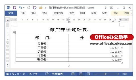 Word文档的表格中数据排序的方法