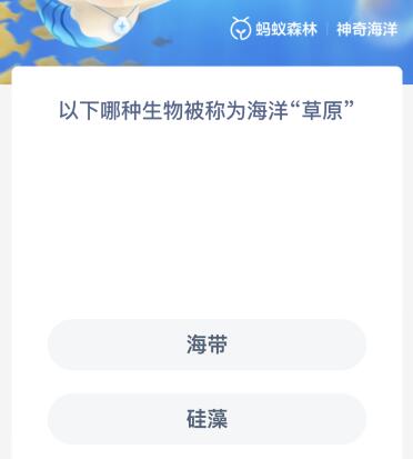 以下哪种生物被称为海洋“草原”（海洋中的什么被称为海洋的草原是一种微生物）