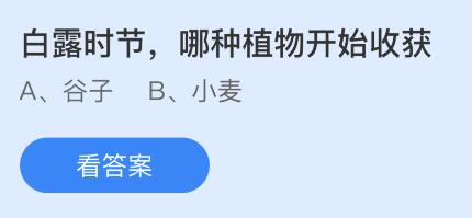 今日蚂蚁庄园小鸡课堂正确答案最新：白露时节玄鸟归的玄鸟是哪种鸟？白露时节哪种植物开始收获？