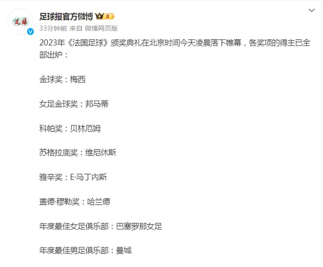 再次刷新纪录！36岁梅西第8次获金球奖！梅西：”我很幸运能加入历史上最好的球队”，将奖献给过世的球王