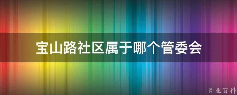 宝山路社区属于哪个管委会（宝山路街道属于哪个居委会）